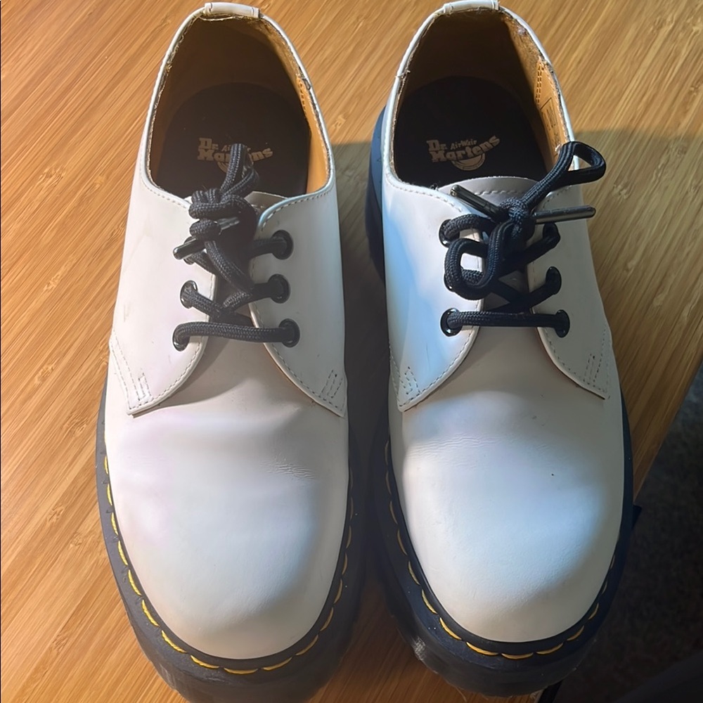 Dr. Martens White and Black Oxfords with Chunky Sole